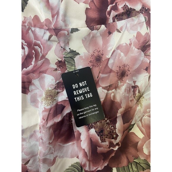 New EXPRESS Floral Print Ruffle Hi Lo Maxi Dress Pink Green Summer Size 12 - Picture 10 of 15